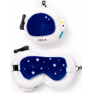Relaxeazzz Ruimtevaart knuffel/reiskussen/slaapmasker - 2-in-1 set - voor kinderen- in vliegtuig of auto