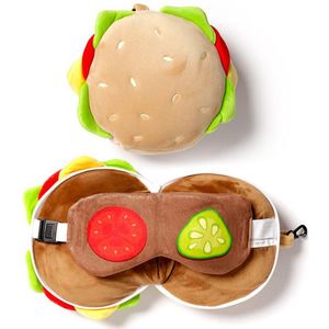 Relaxeazzz Hamburger Rond Pluche Reiskussen & Slaapmasker