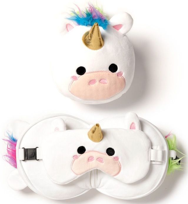 Puckator - Resteazzz - Nekkussen met Slaapmasker - Unicorn - Rond - Neksteun voor Reis