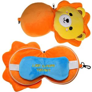 Reiskussen & Slaapmasker Relaxeazzz Pluche Leeuw Rond - 19x28x6cm