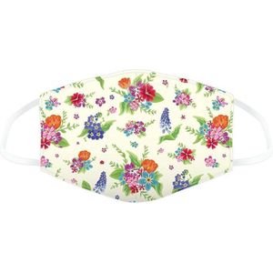 Puckator Mondkapje - wit met bloemen