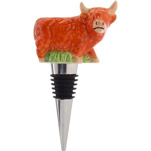 Flessenstop - wijnafsluiter  Highland koe van keramiek