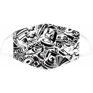 Mondkapje Graffiti zwart/wit