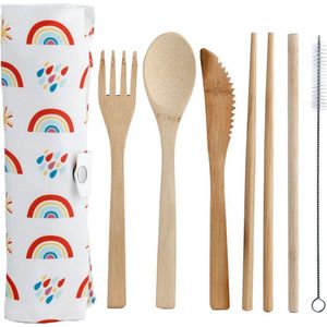 Regenboog - 100% natuurlijk bamboe 6-delige bestek set