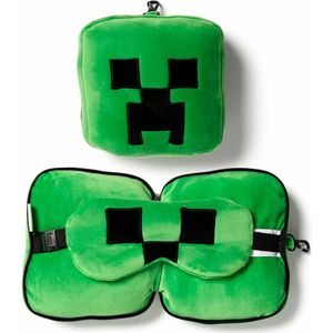 Relaxeazzz - Minecraft Creeper - Knuffel/Reiskussen/Slaapmasker - Groen - Polyester