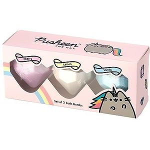 Pusheenicorn badballen, kattengeur, kersen, citroen, vanille, 3 stuks