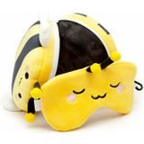 Relaxeazzz Bij knuffel/reiskussen/slaapmasker - 2-in-1 set - voor kinderen- in vliegtuig of auto
