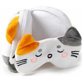 Relaxeazzz - Lola de Kat - Reiskussen en Slaapmasker Set - Wit - Polyester