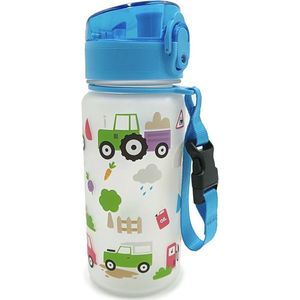 Puckator Drinkfles voor kinderen, onbreekbaar, met kliksluiting, 350 ml, tractoren