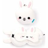 Relaxeazzz Frances het Konijn knuffel/reiskussen/slaapmasker - 2-in-1 set - voor kinderen- in vliegtuig of auto