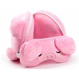 Relaxeazzz Oliver het Varken knuffel/reiskussen/slaapmasker - 2-in-1 set - voor kinderen- in vliegtuig of auto