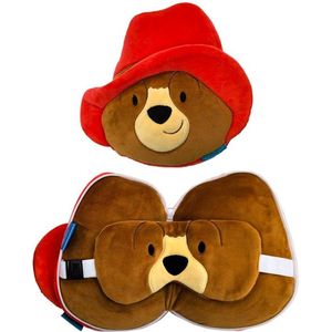 Relaxeazzz Beertje Paddington knuffel/reiskussen/slaapmasker - 2-in-1 set - voor kinderen- in vliegtuig of auto