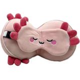 Relaxeazzz Maddie de Axolotl knuffel/reiskussen/slaapmasker - 2-in-1 set - voor kinderen- in vliegtuig of auto