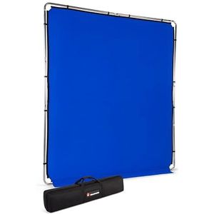 Manfrotto EzyFrame Fotografie/Video Grootformaat Opvouwbare Achtergrond Kit - 2 x 2,3 m - Chroma Key Blauw - Rapid Assembly Aluminium Frame - Wordt geleverd met stevige draagtas - Ultra-Draagbaar - LL