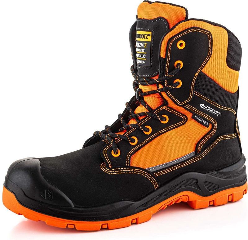 Buckbootz - BuckzViz BVIZ1BKOR - Veiligheidsschoen - Zwart/Oranje - Cordura®