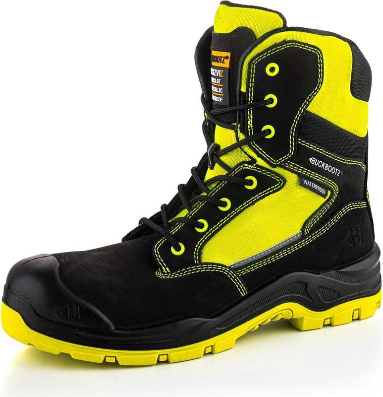 Buckbootz - BuckzViz BVIZ1BKYL - Veiligheidsschoen - Zwart/Geel - Cordura®