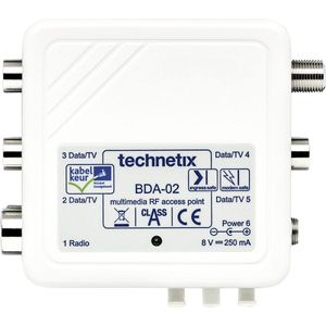 Technetix - BDA-02 - Antenneversterker - 5 Uitgangen - KabelKeur - Ziggo Geschikt