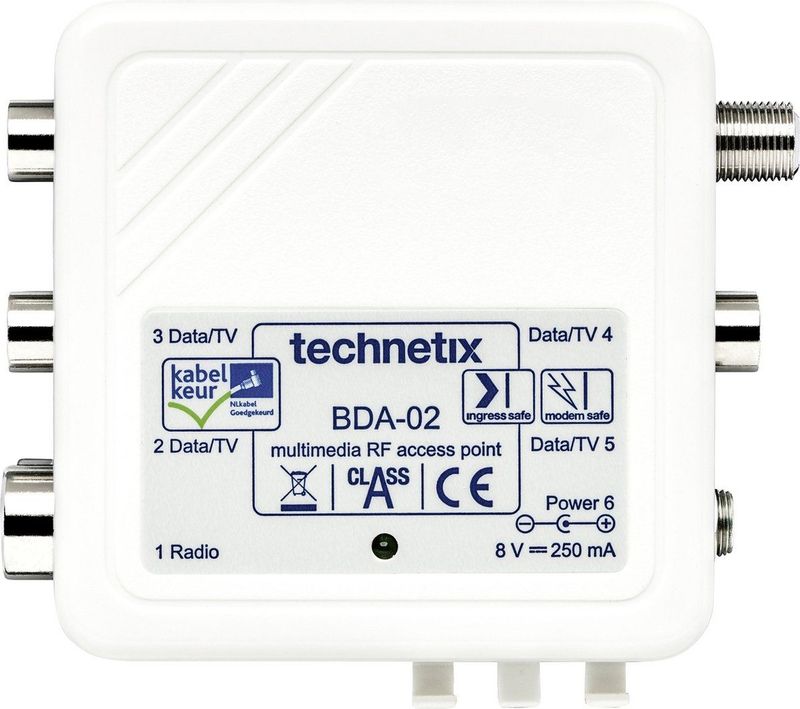 Technetix - BDA-02 - Antenneversterker - 5 Uitgangen - KabelKeur - Ziggo Geschikt