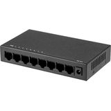 Technetix Gigabit Ethernet Switch - 8 Poorten - Inclusief Voeding - Zwart