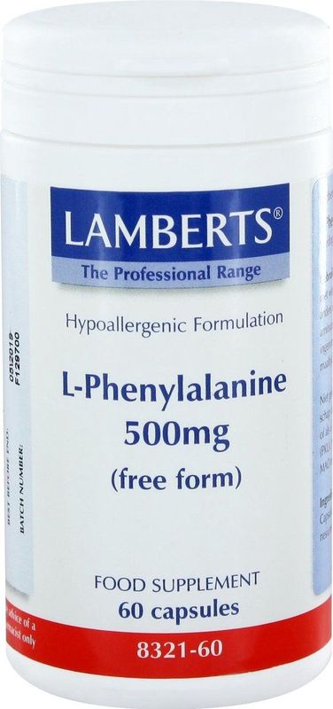 Lamberts - L-Phenylalanine 500 mg - Poeder - Crèmekleurig - 60 Capsules