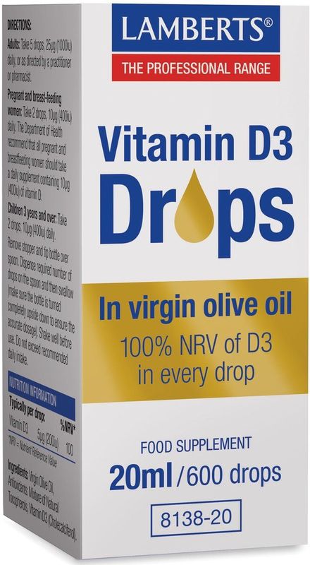 Lamberts Vitamine D3 druppels 20 Milliliter