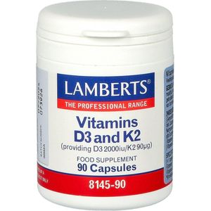 Lamberts Vitamine D3 2000 IE en K2 90 mcg - 90 capsules - Vitamine D en K preparaat