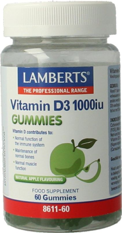 Lamberts - Vitamine D3 Gummies - Appel - 60 Stuks