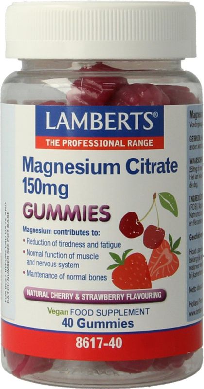 Magnesium Citraat Gummies - Kersen-Aardbei - 40 Stuks