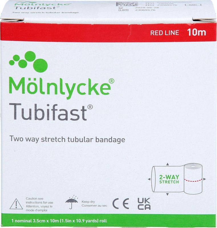 Molnlycke - Tubifast 2-Way Stretch Buisverband - Rood - 10M x 3,5CM - 92% Viscose
