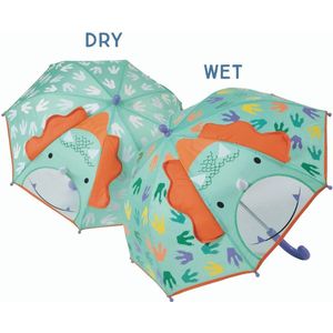 Floss & Rock Paraplu, Dino 3D - 54 cmx60 cm - Verandert van kleur! - 54x60 - Groen