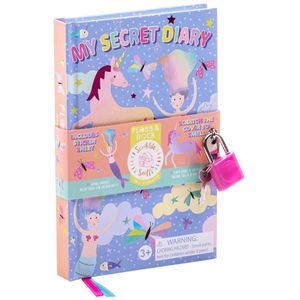 Floss & Rock Fantasy My Scented Secret Diary, ananasgeur met stickervel, hangslot en sleutel, activiteitenboek voor kinderen