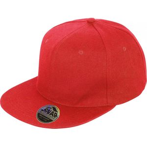 Bronx Original Flat Peak Snapback Cap - One Size, Rood