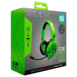 Stealth C6-100 multi-platform neongroen digitale camouflage gaming-headset, compatibel met Xbox One, Series S/X, PS4/5, mobiel en tablet met krachtige 40 mm luidsprekers, 3,5 mm jackstekker