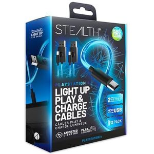 STEALTH 2 m LED Light Up Twin Play & Charge Kabels, Compatibel met PS4 en andere apparaten