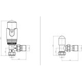 Eastbrook Biava thermostatische radiatorkraan met afsluiter in chroom/wit met hoekaansluiting