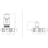 Eastbrook Biava thermostatische radiatorkraan met afsluiter in chroom/wit met rechte aansluiting