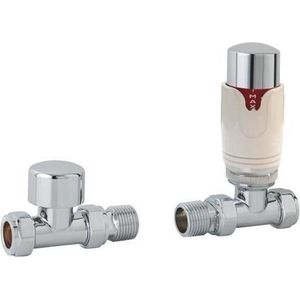 Eastbrook Valve radiator aansluitset recht met thermostaat chroom/wit