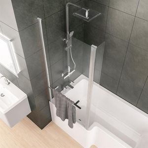 Eastbrook - Beaufort - Badwand - Chroom - 100x140cm met Handdoekrek