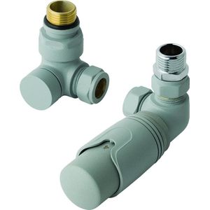 Eastbrook Valve radiator aansluitset haaks gedraaid met thermostaat 15mm grijs mat