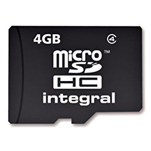 Integral microSDHC Class 4 geheugenkaart met SD-adapter 4GB zwart