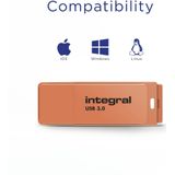 Integral INFD64GBNEONOR3.0 USB flash drive 64 GB USB Type-A 3.2 Gen 1 (3.1 Gen 1) Oranje