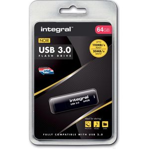 Integral INFD64GBNOIR3.0 USB flash drive 64 GB USB Type-A 3.2 Gen 1 (3.1 Gen 1) Zwart
