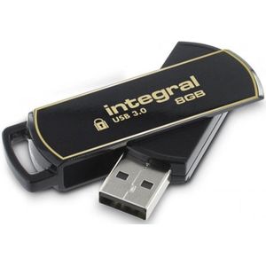 Integral Memory INFD8GB360SEC3.0 USB 3.0-stick met SecureLock-software zwart/goud