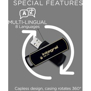 Integral INFD32GB360SEC3.0 USB flash drive 32 GB USB Type-A 3.2 Gen 1 (3.1 Gen 1) Zwart, Goud