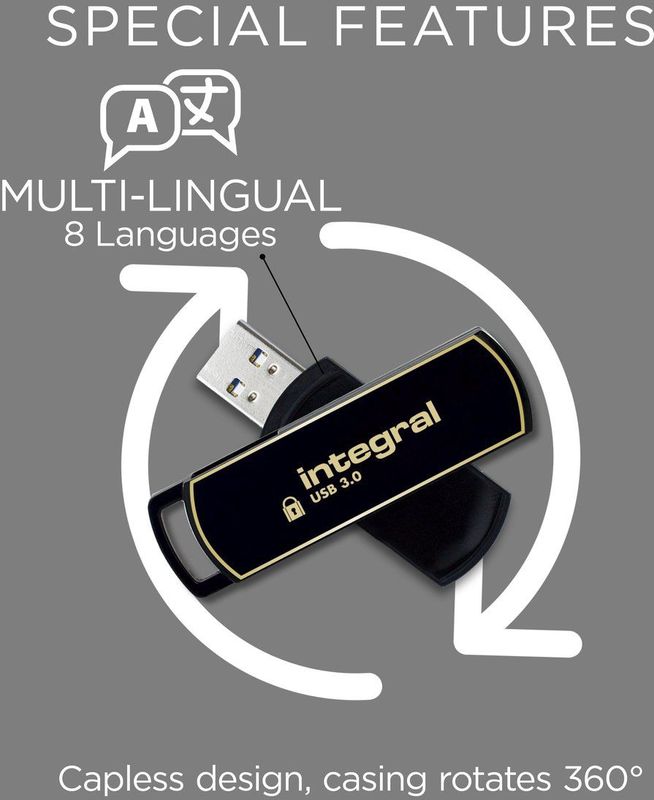 Integral INFD32GB360SEC3.0 USB flash drive 32 GB USB Type-A 3.2 Gen 1 (3.1 Gen 1) Zwart, Goud
