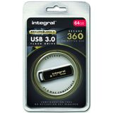 Integral Memory INFD64GB360SEC3.0 USB 3.0-stick met SecureLock-software zwart/goud