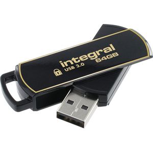 Integral 360 Secure USB 3.0 stick, 64 GB - blauw Papier 5055288427754