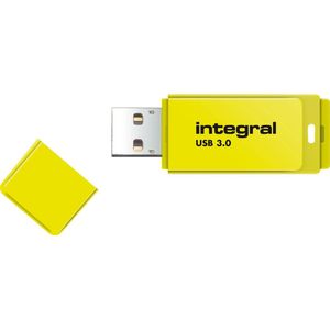 Integral Neon USB 3.0 stick, 32 GB, geel - blauw Papier 704610