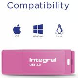 Usb-stick integral 64gb 3.0 neon roze | Blister a 1 stuk