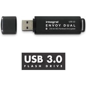Integral Envoy DualPlus 128 GB USB 3.0 stick met AES 256 bit FIPS 197 encryptie voor admin en gebruikers